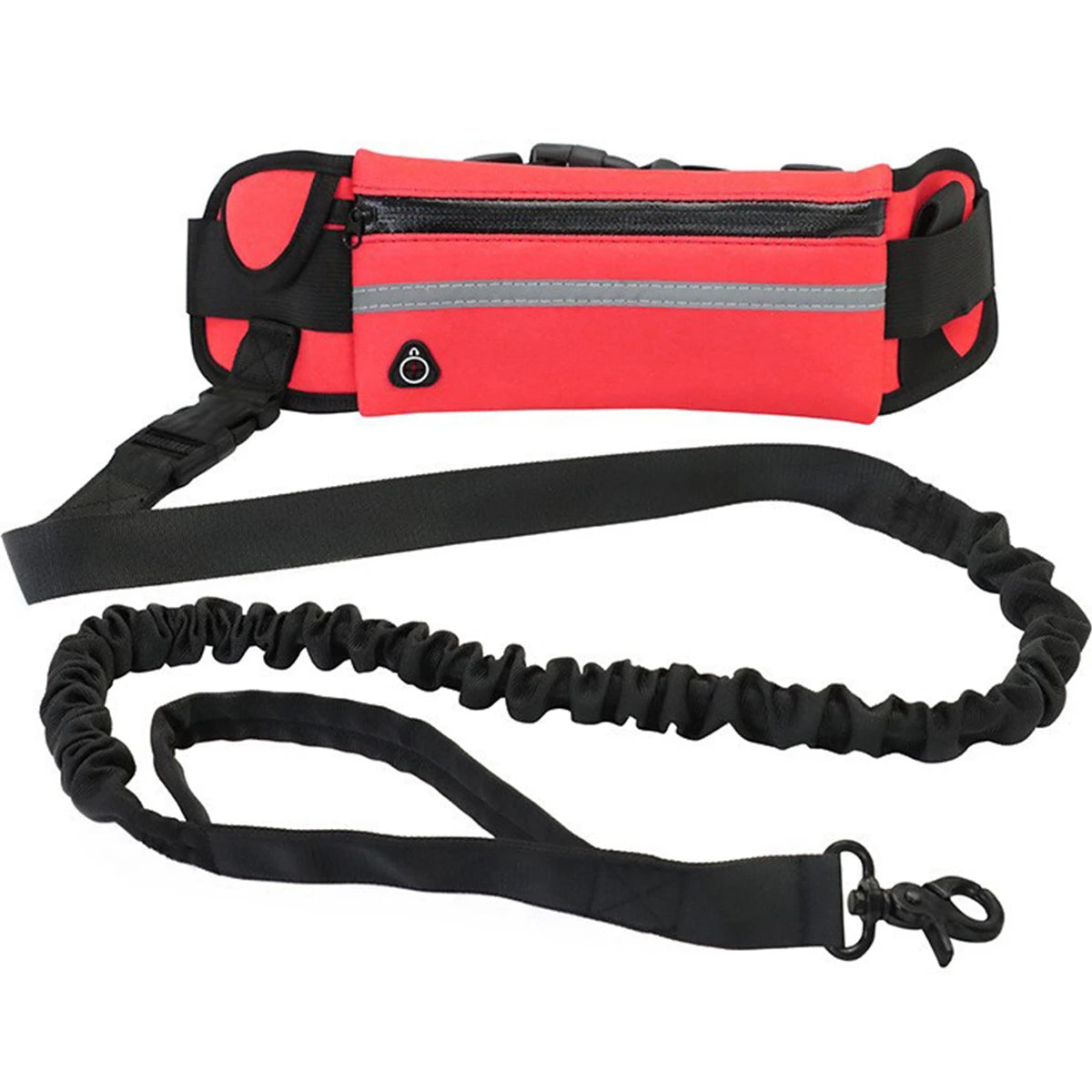 Laisse pour Chien Mains Libres pour la Course et la Marche – Laisse Réfléchissante avec Ceinture Élastique Rétractable et Sacoche à la Taille