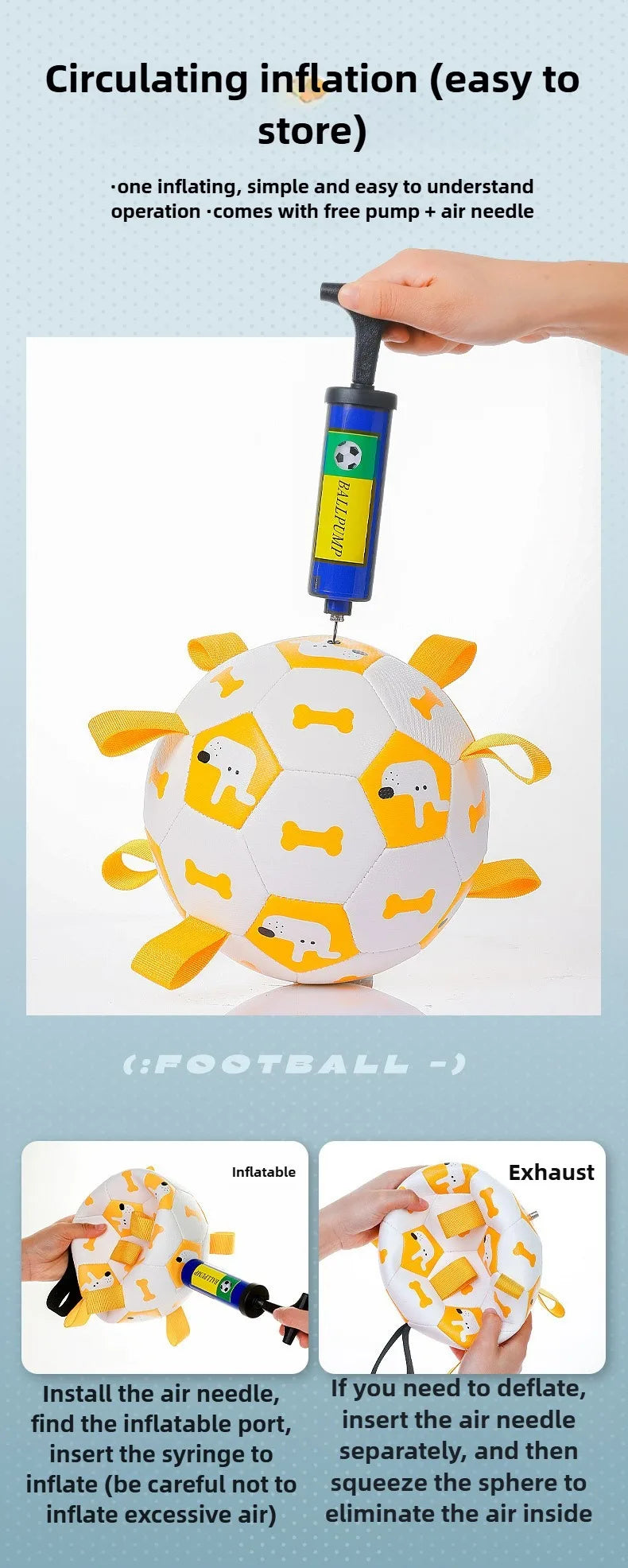 Ballon de Football Sonore pour Chien – Jouet à Mâcher Résistant pour l’Extérieur, Durable et Gonflable – Anti-Morsure avec Couineur Intégré