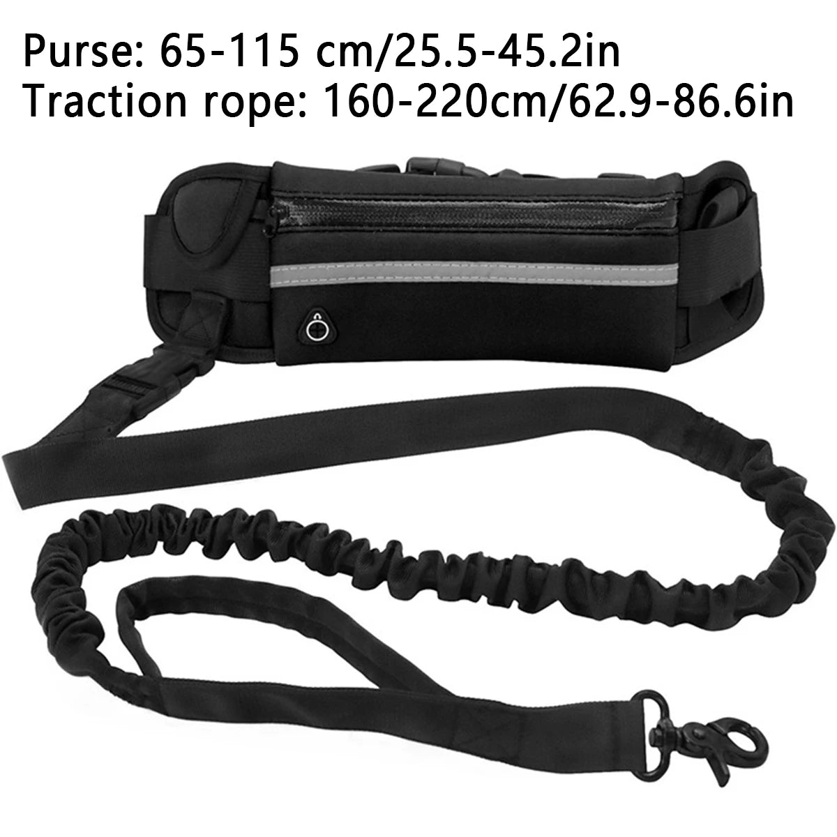 Laisse pour Chien Mains Libres pour la Course et la Marche – Laisse Réfléchissante avec Ceinture Élastique Rétractable et Sacoche à la Taille