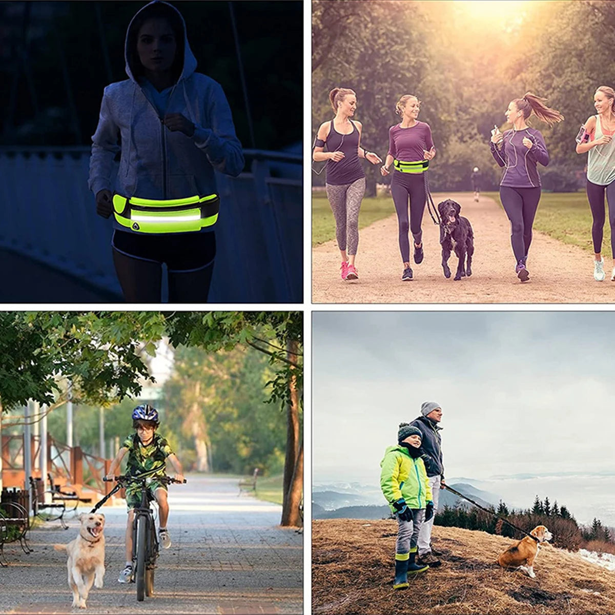 Laisse pour Chien Mains Libres pour la Course et la Marche – Laisse Réfléchissante avec Ceinture Élastique Rétractable et Sacoche à la Taille