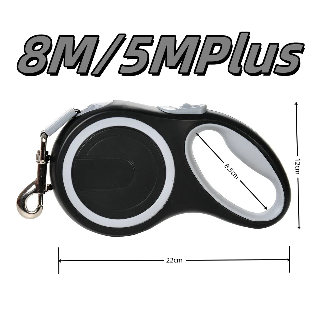 Laisse Rétractable 8M/5M pour Chien de Grande Taille – Laisse Automatique Extensible Robuste pour la Marche, la Course et la Randonnée