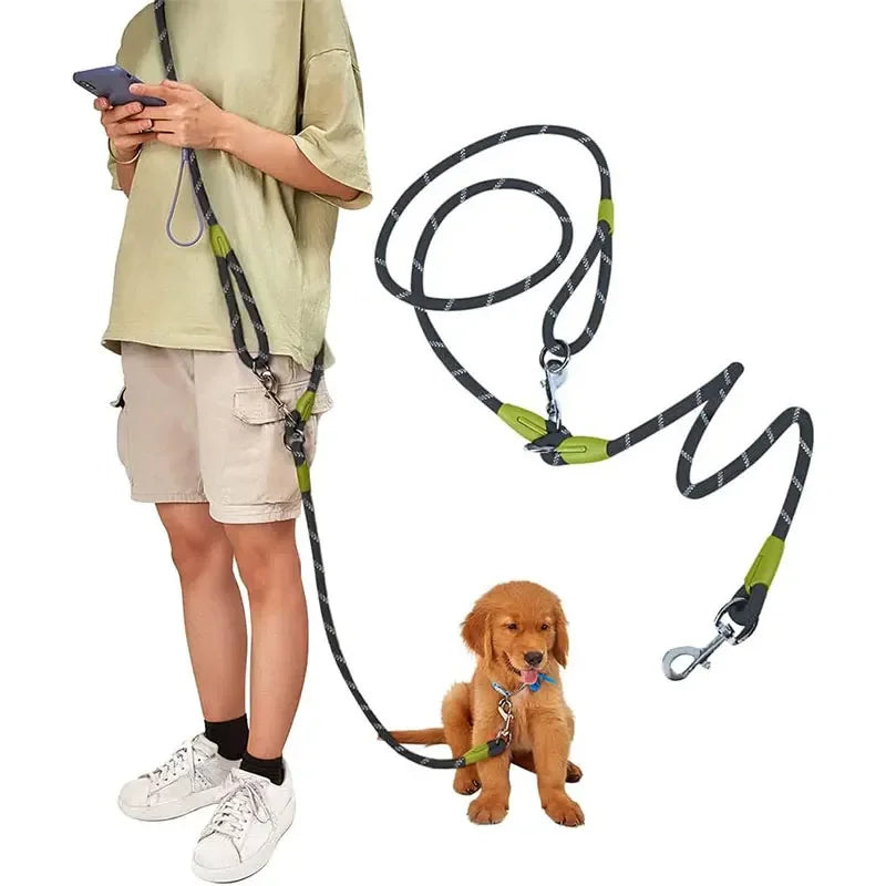 Laisse Mains Libres Réfléchissante en Nylon – Laisse de Marche, Course et Jogging Réglable pour Chiens de Petite à Grande Taille