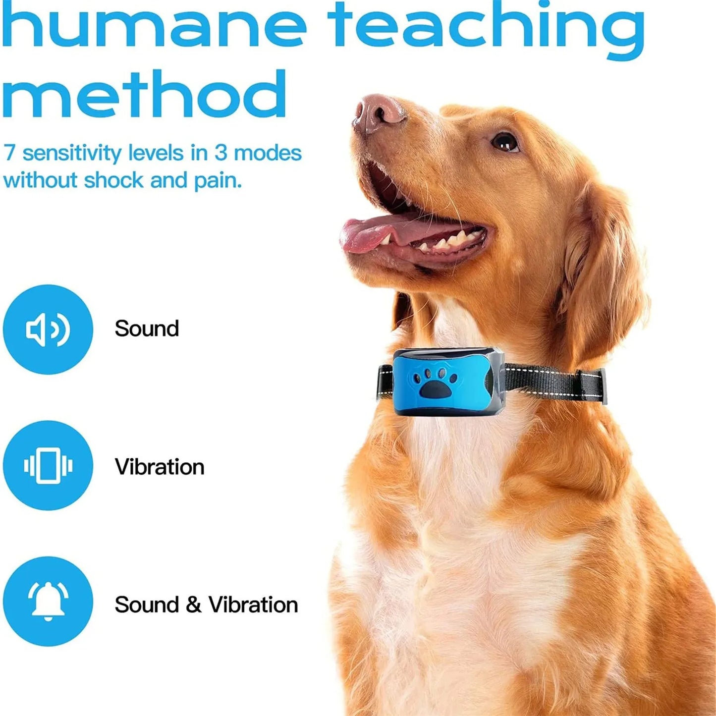 Collier Anti-Aboiement pour Chien – Ultrasons & Vibration, Recharge USB, Dressage Électrique Doux