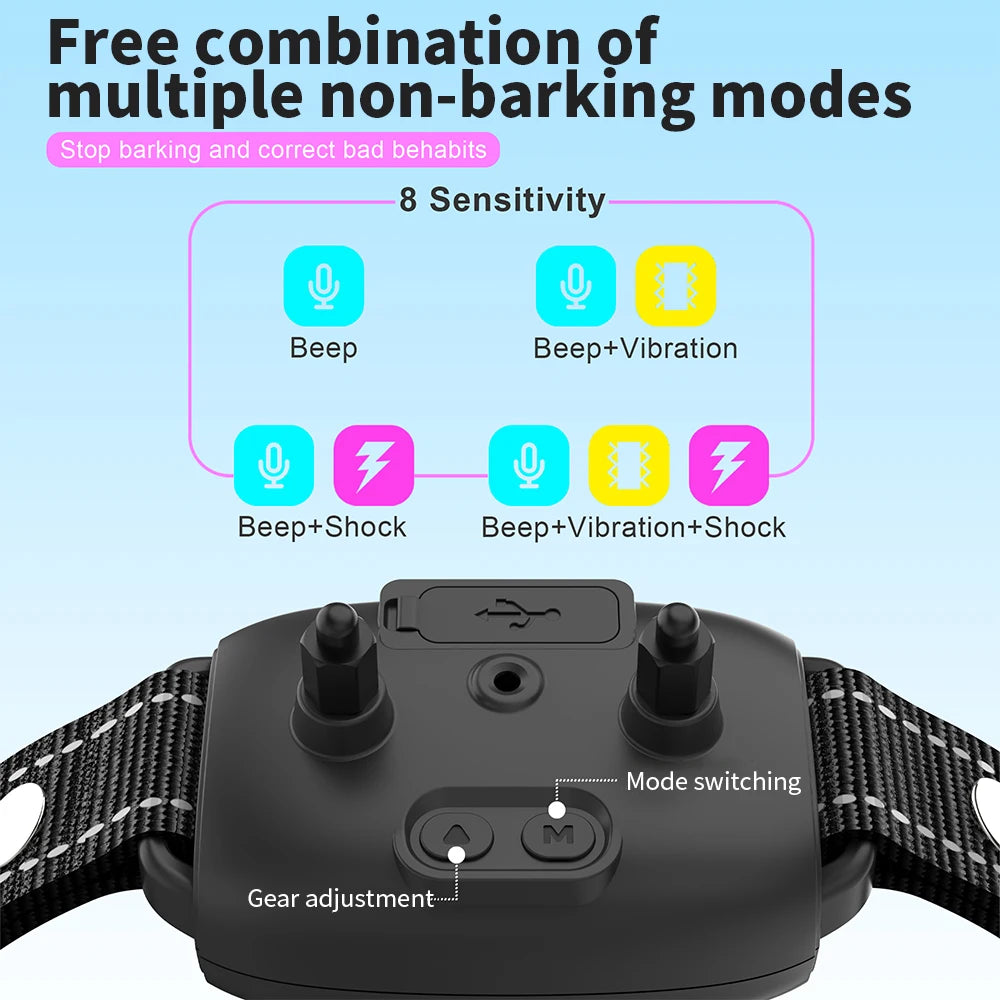 Collier Anti-Aboiement Automatique pour Chien – Ultrasons & Vibration, Étanche & Rechargeable Type-C