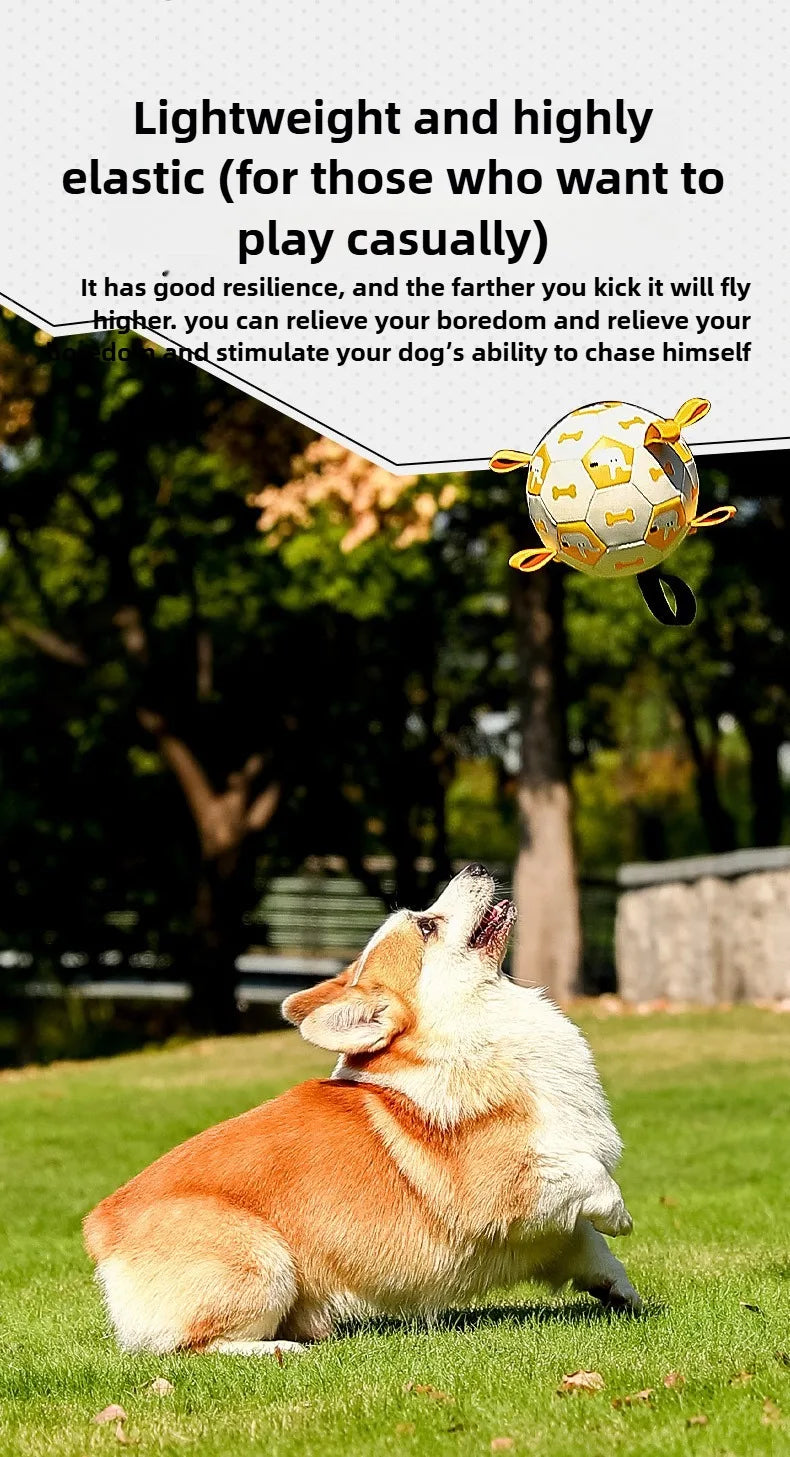 Ballon de Football Sonore pour Chien – Jouet à Mâcher Résistant pour l’Extérieur, Durable et Gonflable – Anti-Morsure avec Couineur Intégré