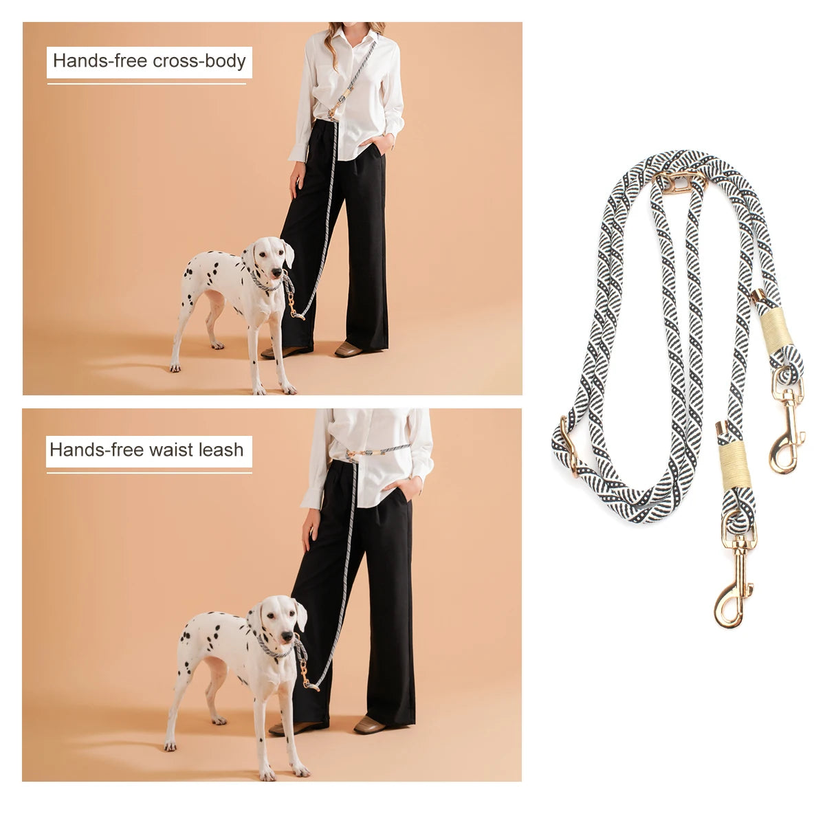 Laisse Multifonction Mains Libres pour Chien – Corde de Marche 10-en-1 pour Chiens Petits, Moyens et Grands, Idéale pour la Course et la Marche en Extérieur