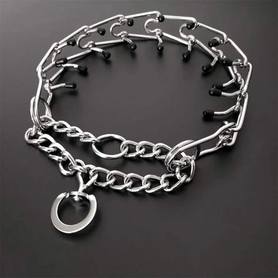 Collier de Dressage à Pointes en Métal – Anti-Traction, Ajustable, avec Embouts en Caoutchouc pour Chiens Moyens à Grands