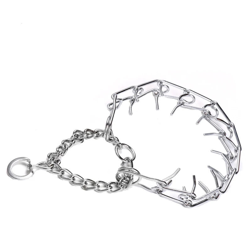 Collier de Dressage Anti-Traction à Pointes – Acier Inoxydable avec Embouts en Caoutchouc, Taille Ajustable