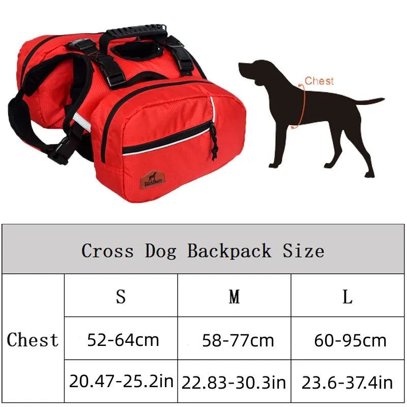 Harnais Sac à Dos Amovible pour Chien – Gilet Réfléchissant pour l’Aventure en Plein Air, Randonnée, Camping et Voyage – Pour Chiens Moyens à Grands