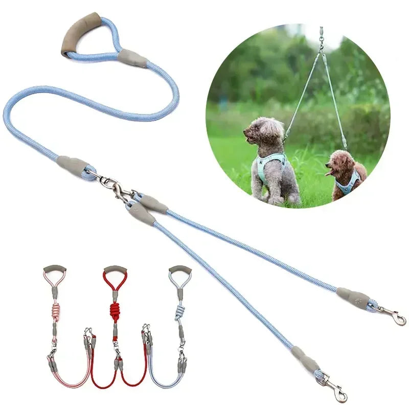 Laisse Double pour Chien – Laisse Moyenne avec Chaîne Double, Système Une Laisse pour Deux Chiens, Accessoire Pratique pour la Marche