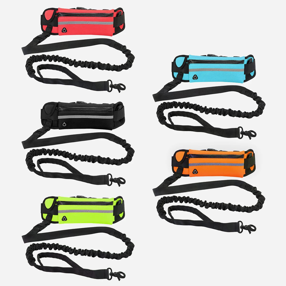 Laisse pour Chien Mains Libres pour la Course et la Marche – Laisse Réfléchissante avec Ceinture Élastique Rétractable et Sacoche à la Taille