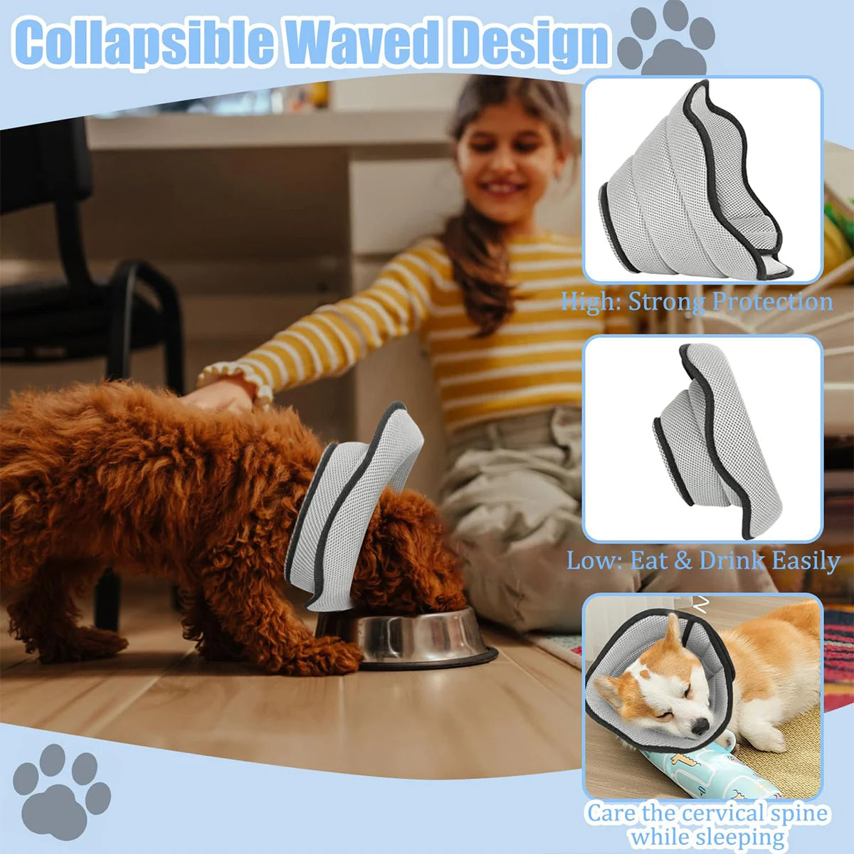 Collerette Vétérinaire pour Chien – Collier de Protection Anti-Léchage et Anti-Morsure, Ajustable, Type Élisabéthain
