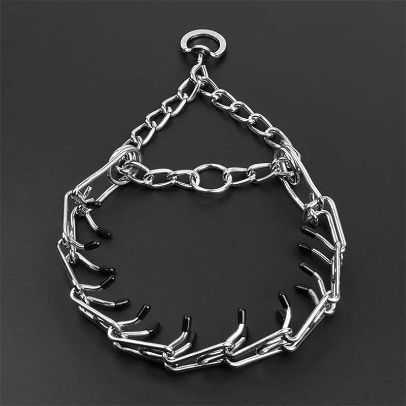 Collier de Dressage à Pointes en Métal – Anti-Traction, Ajustable, avec Embouts en Caoutchouc pour Chiens Moyens à Grands
