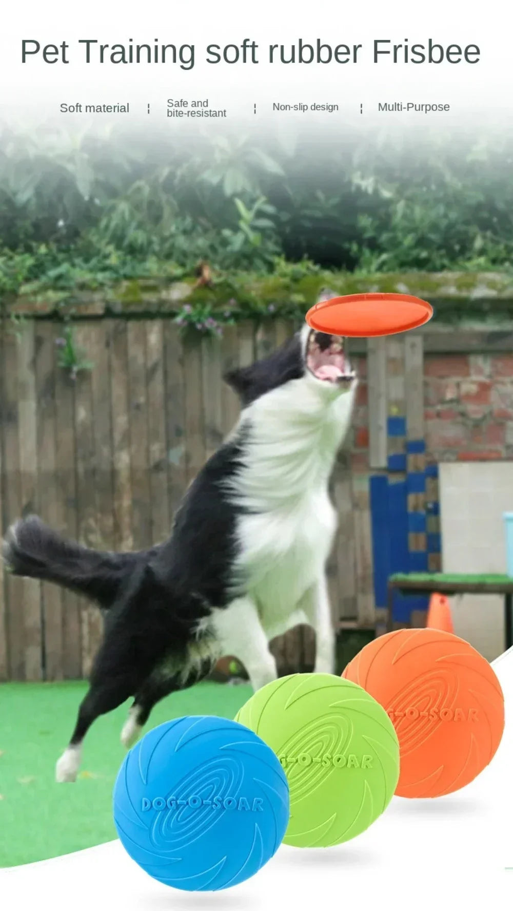 Frisbee pour Chien Multicolore – Disque Volant en Silicone Souple pour Jeux et Dressage – Jouet Interactif d’Extérieur pour Chiens de Toutes Tailles