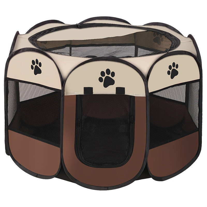 Parc pour Animaux Pliable et Portable – Tente pour Chiots avec Sac de Transport, Gamelle de Voyage Pliable, Toit Amovible Imperméable – Utilisation Intérieure et Extérieure