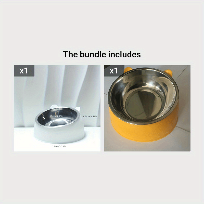 Set de Gamelles pour Chien et Chat – Bol en Acier Inoxydable et Support en Plastique – Design Cartoon Ludique – Sans Pile