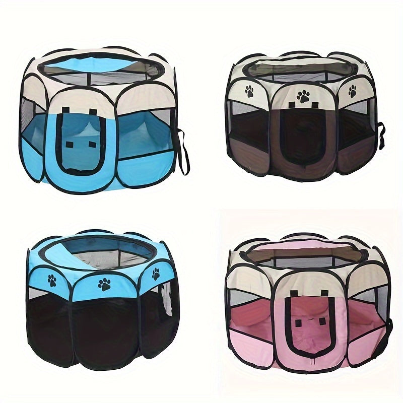 Parc pour Animaux Pliable et Portable – Tente pour Chiots avec Sac de Transport, Gamelle de Voyage Pliable, Toit Amovible Imperméable – Utilisation Intérieure et Extérieure