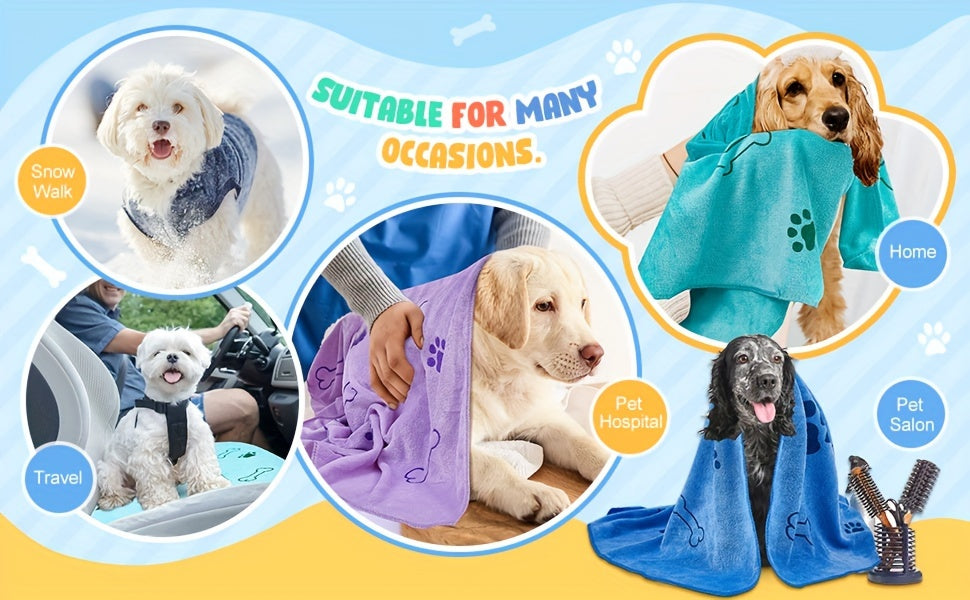 Serviette pour Chien et Chat – Serviette de Bain Absorbante en Microfibre – Séchage Rapide – Idéale pour Chiens Moyens, Chiots et Chats – Produit de Toilette pour Animaux