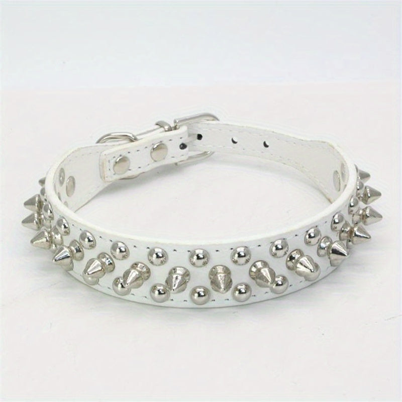 Collier pour Chien en Similicuir PU avec Clous et Rivets – Style Rock pour Petits et Moyens Chiens