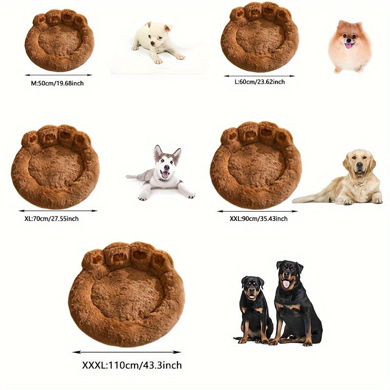 Lit pour Chien en Forme de Patte d’Ours – Nid Douillet en Peluche Longue, Coussin Ultra Moelleux pour le Sommeil et la Sieste des Chiens et Chats