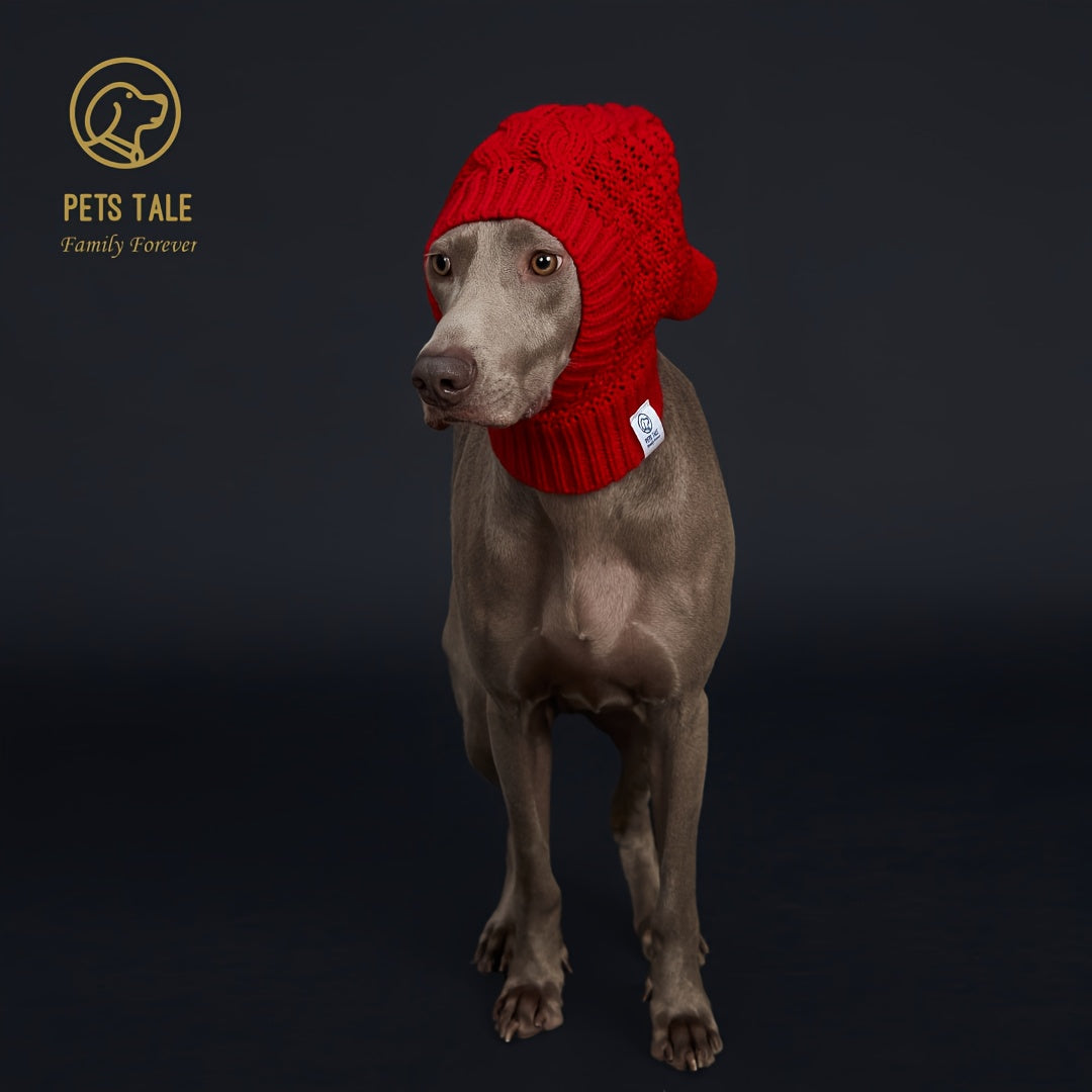Bonnet Chaud pour Chien – Casquette d’Hiver Unicolore avec Pompon – Accessoire Tendance et Confortable pour Animaux – Coloris Rouge