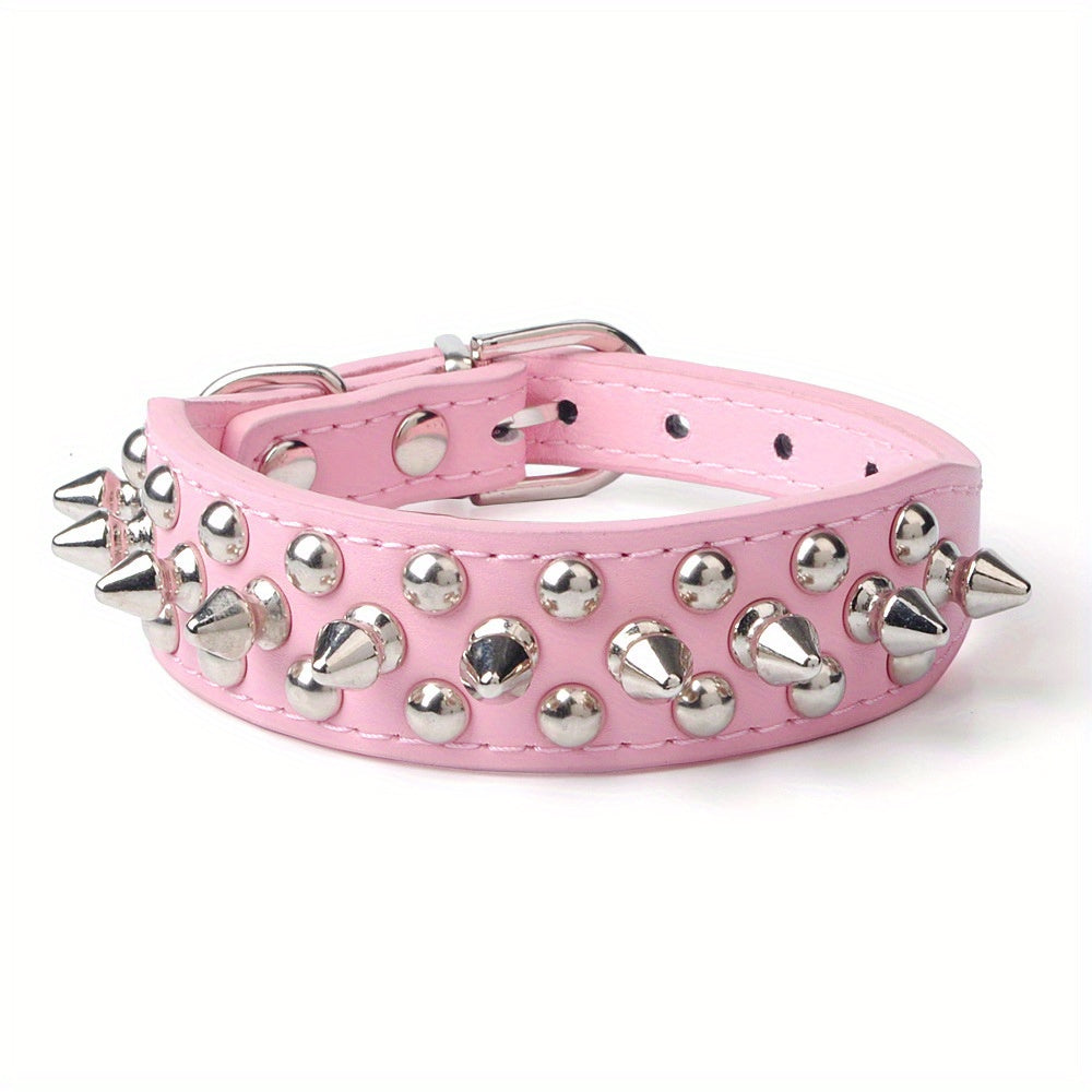 Collier pour Chien en Similicuir PU avec Clous et Rivets – Style Rock pour Petits et Moyens Chiens