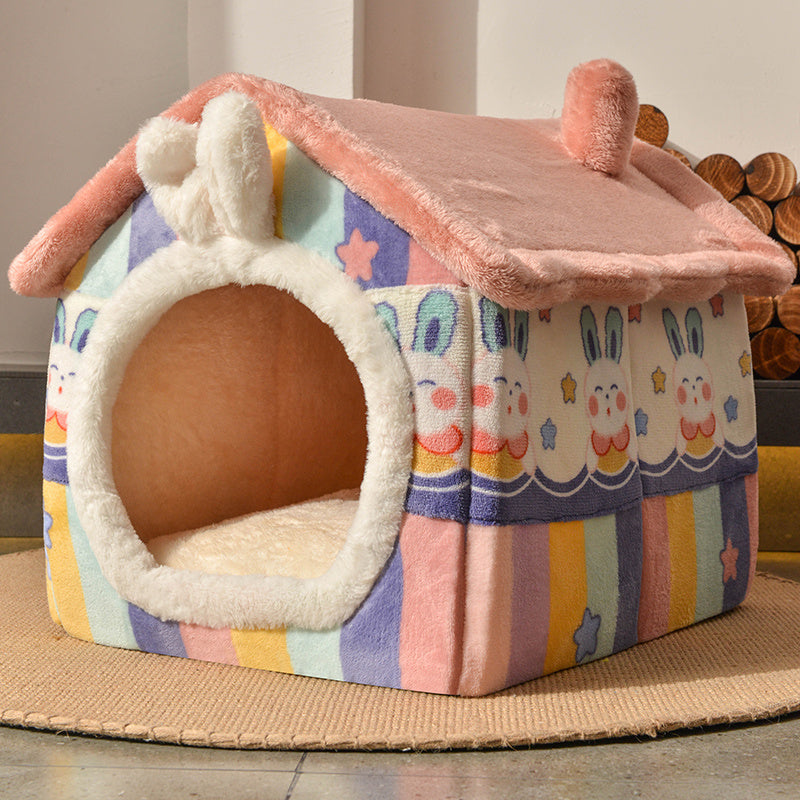 Niche Douillette 4 Saisons pour Chien – Lavable, Détachable et Ultra-Confortable avec Coussin Intégré