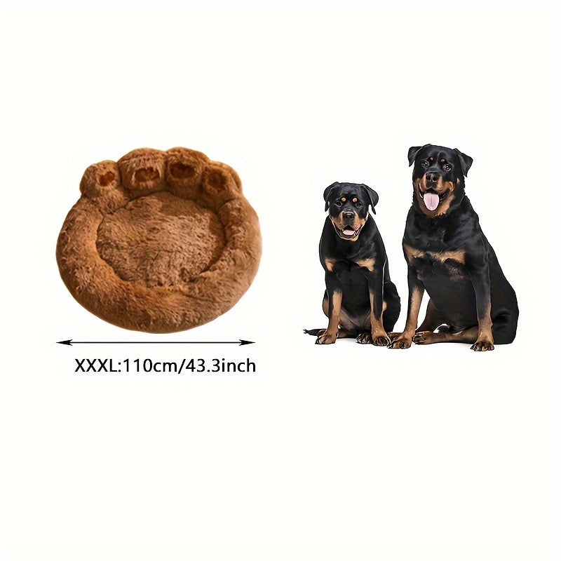 Lit pour Chien en Forme de Patte d’Ours – Nid Douillet en Peluche Longue, Coussin Ultra Moelleux pour le Sommeil et la Sieste des Chiens et Chats