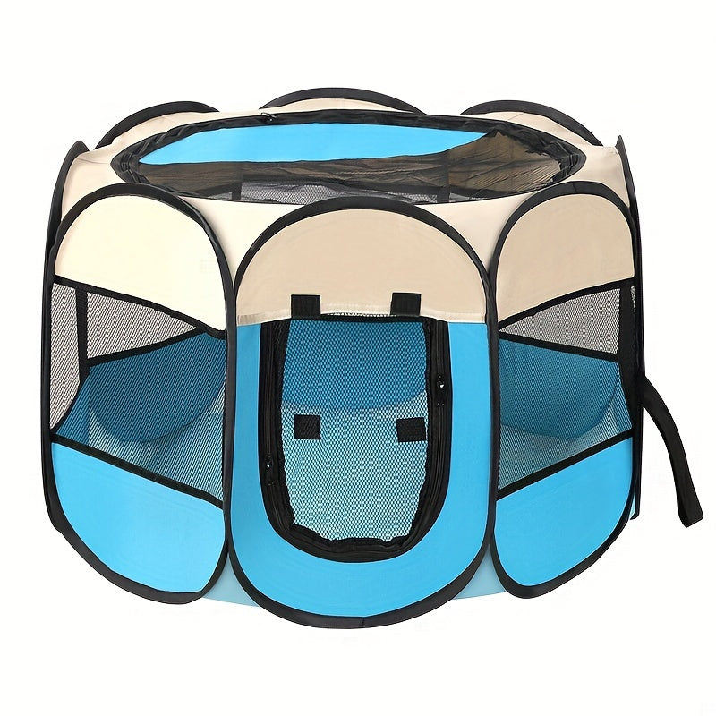 Parc pour Animaux Pliable et Portable – Tente pour Chiots avec Sac de Transport, Gamelle de Voyage Pliable, Toit Amovible Imperméable – Utilisation Intérieure et Extérieure