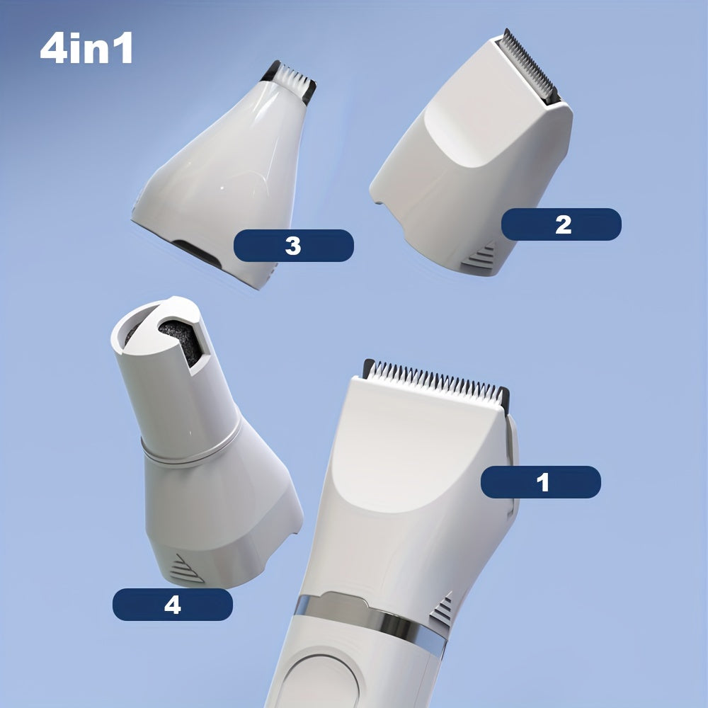 Tondeuse Électrique 4-en-1 pour Chiens et Chats – Kit de Toilettage Silencieux Rechargeable USB – Rasoir pour Animaux à Faible Bruit – Idéal pour Petits et Moyens Chiens et Chats