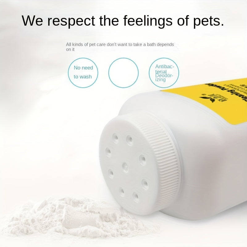 Poudre de Nettoyage à Sec pour Animaux – 260g – Shampooing Sans Rinçage pour Chiens, Chats, Chiots et Lapins – Soin Nettoyant Sec et Déodorant