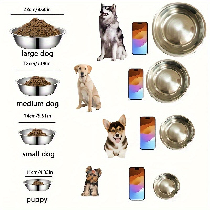Set de Gamelles en Acier Inoxydable Antidérapant – Pour Chiens Petits, Moyens & Grands