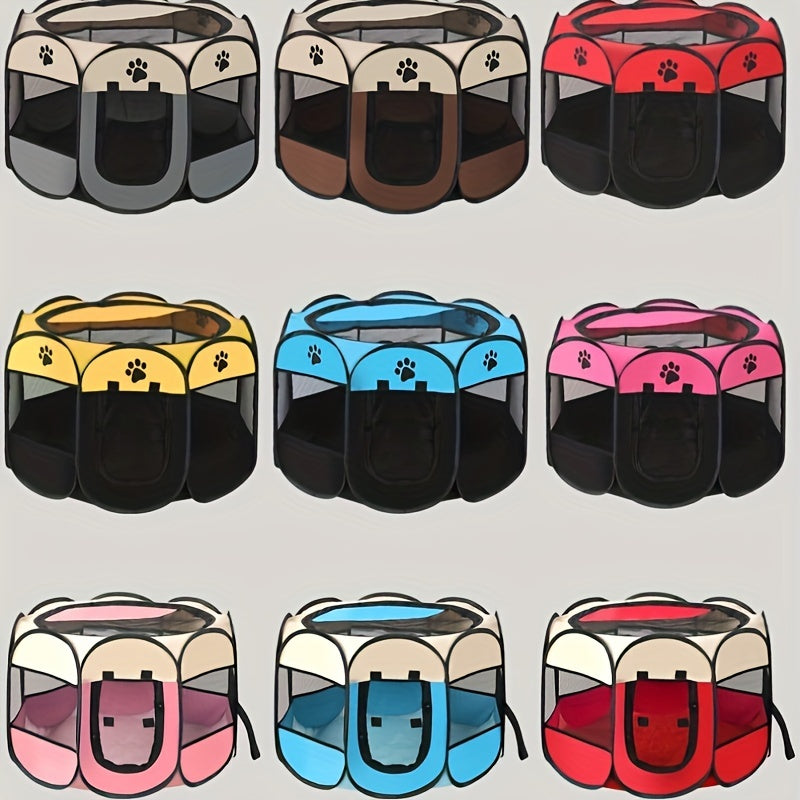 Parc pour Animaux Pliable et Portable – Tente pour Chiots avec Sac de Transport, Gamelle de Voyage Pliable, Toit Amovible Imperméable – Utilisation Intérieure et Extérieure
