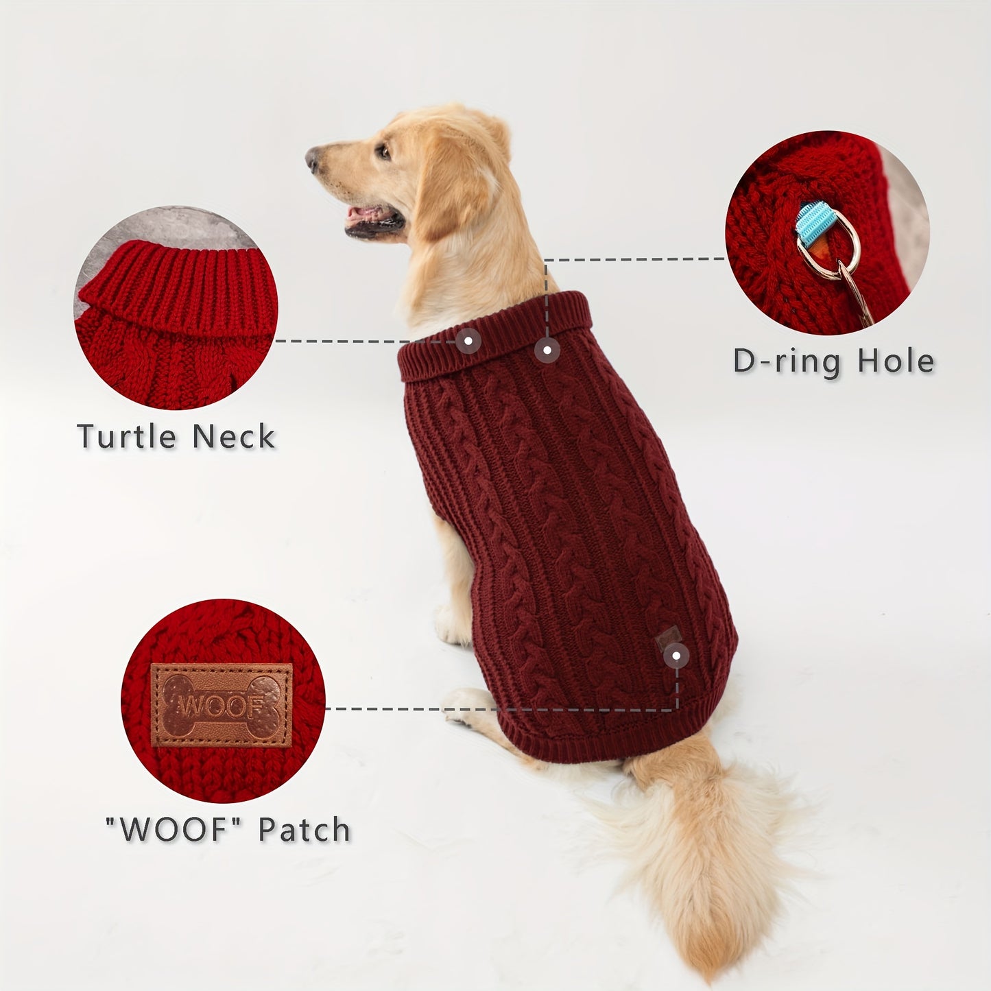 Pull Tricoté Uni pour Chien – Vêtement Chaud pour l’Automne et l’Hiver – 1 Pièce – Chandail Douillet pour Animaux