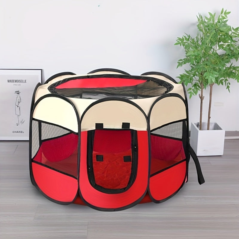 Parc pour Animaux Pliable et Portable – Tente pour Chiots avec Sac de Transport, Gamelle de Voyage Pliable, Toit Amovible Imperméable – Utilisation Intérieure et Extérieure