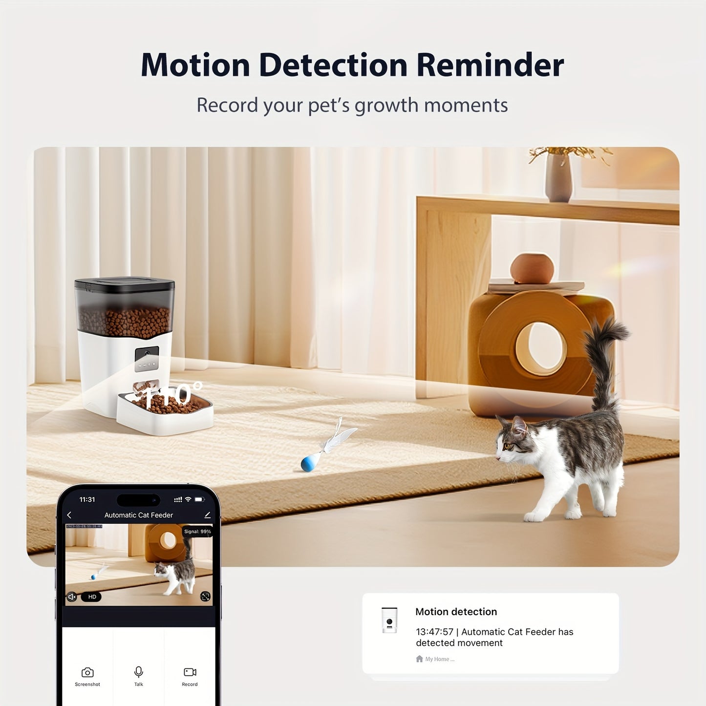 Distributeur Automatique de Nourriture pour Animaux avec Caméra – 3L – Connecté Wi-Fi avec Contrôle à Distance – Enregistreur Vocal 10s – Gamelle Inox – Pour Chats et Chiens d’Intérieur