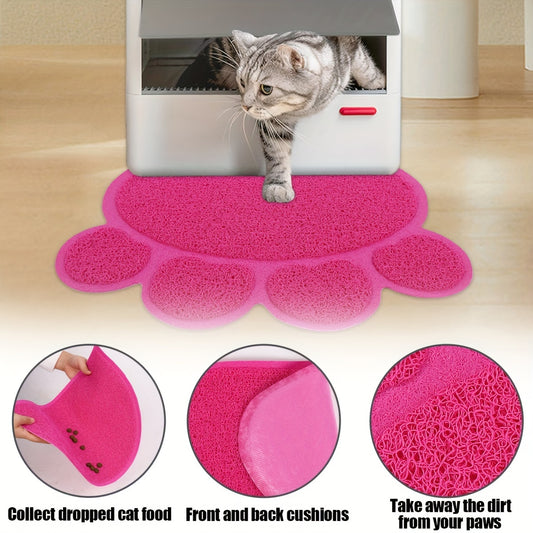 Tapis de Litière Antidérapant en Forme de Patte – Anti-éclaboussures & Anti-dérapant pour Bac à Litière de Chat