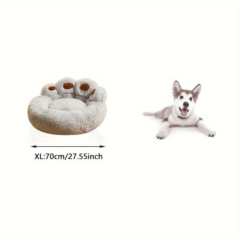 Lit pour Chien en Forme de Patte d’Ours – Nid Douillet en Peluche Longue, Coussin Ultra Moelleux pour le Sommeil et la Sieste des Chiens et Chats