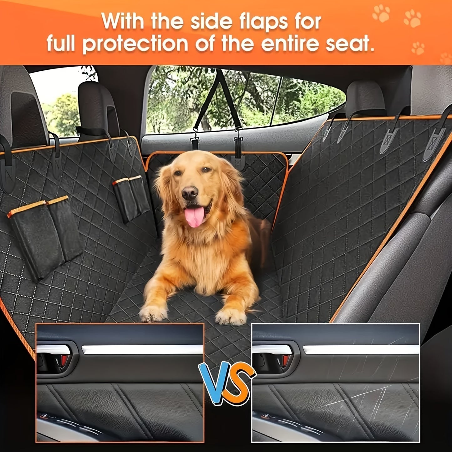 Tapis de Voiture pour Chien – Grand Format pour Coffre SUV, Résistant & Confortable, avec 4 Poches de Rangement
