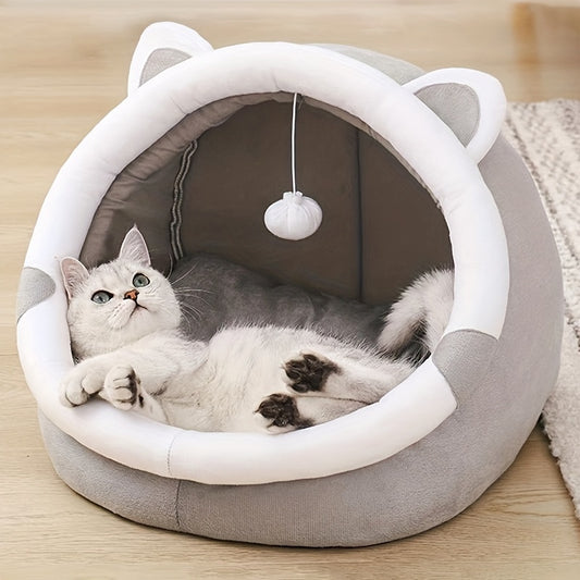Nid Douillet pour Chat au Design Cartoon – Maison de Repos pour Chaton – Grotte Chaude et Confortable pour Animaux