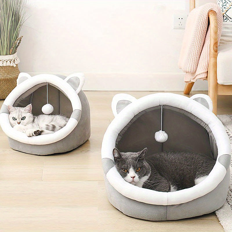 Nid Douillet pour Chat au Design Cartoon – Maison de Repos pour Chaton – Grotte Chaude et Confortable pour Animaux