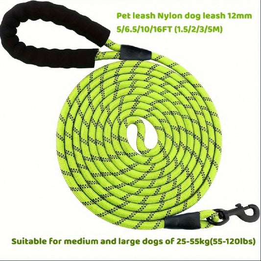 Laisse en Nylon Renforcée pour Chien – Corde Ronde Réfléchissante, Épaissie et Allongée – Laisse de Traction pour Chiens Moyens et Grands