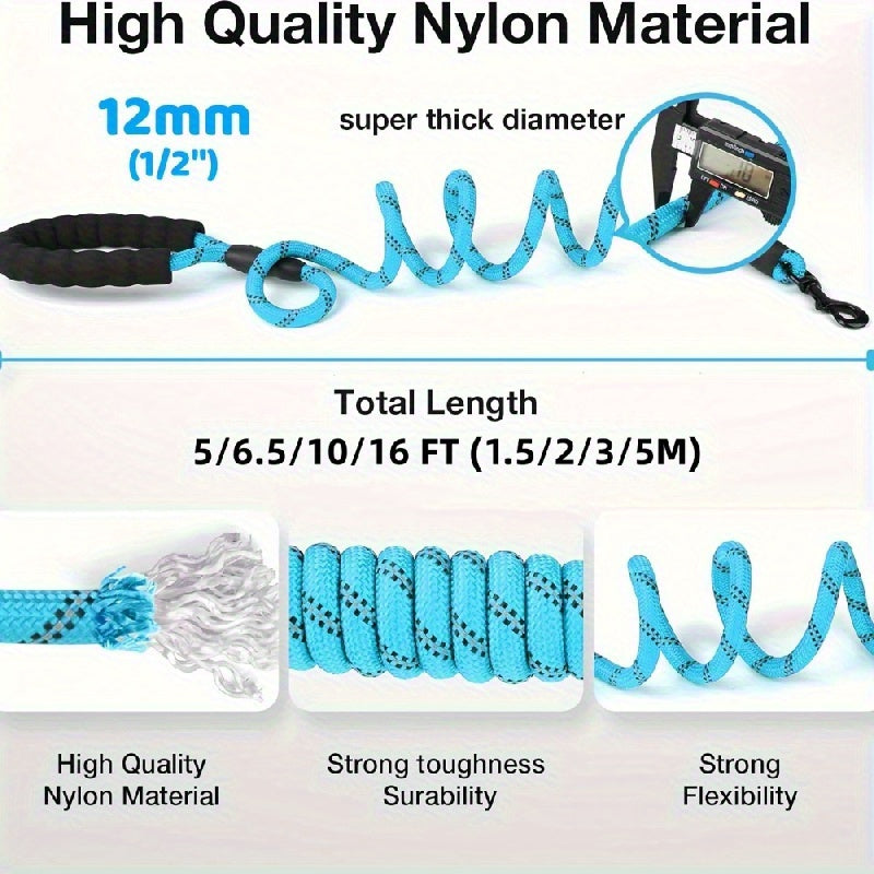 Laisse en Nylon Renforcée pour Chien – Corde Ronde Réfléchissante, Épaissie et Allongée – Laisse de Traction pour Chiens Moyens et Grands