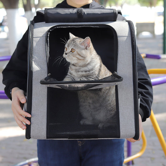Sac à Dos Portable pour Animaux – Grande Capacité Respirante – Sac de Transport pour Chat ou Petit Chien – Accessoire de Voyage pour Animaux