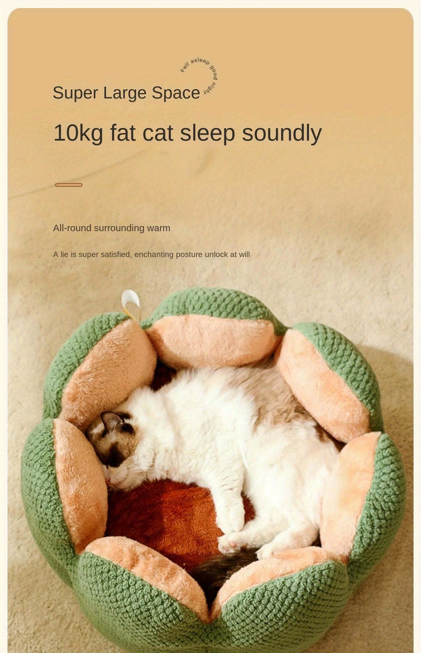 Coussin Douillet en Forme de Fleur pour Chat ou Chiot – Panier Rond en Peluche, Moelleux et Chaleureux pour l’Hiver