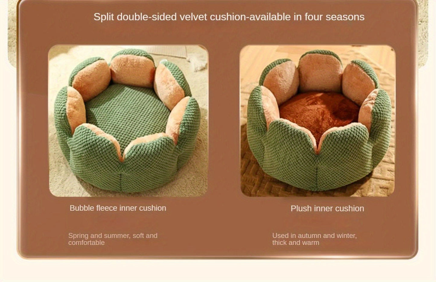 Coussin Douillet en Forme de Fleur pour Chat ou Chiot – Panier Rond en Peluche, Moelleux et Chaleureux pour l’Hiver