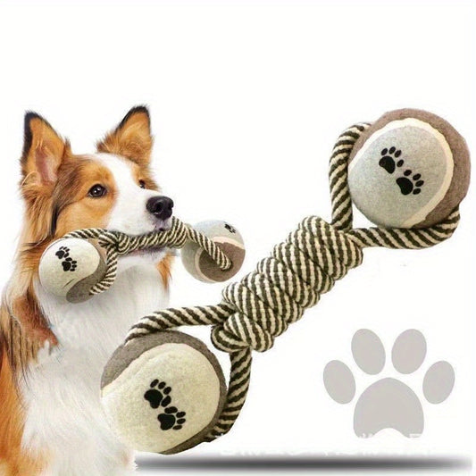 Jouet à Mâcher avec Corde Tressée & Balle – Nettoyage des Dents pour Chiens et Chats