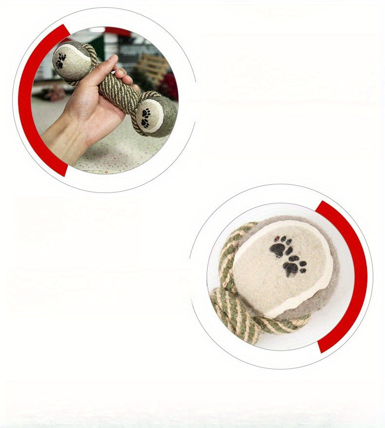 Jouet à Mâcher avec Corde Tressée & Balle – Nettoyage des Dents pour Chiens et Chats