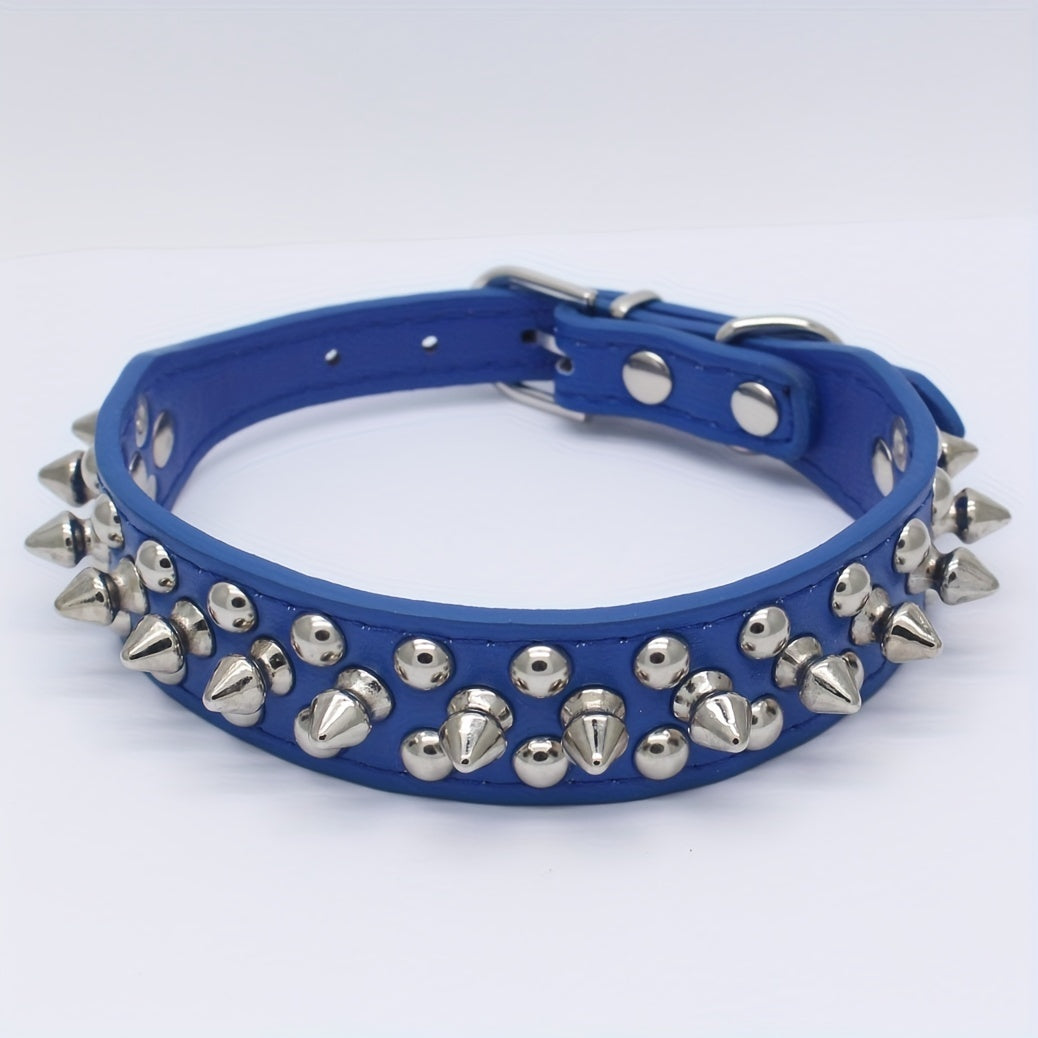 Collier pour Chien en Similicuir PU avec Clous et Rivets – Style Rock pour Petits et Moyens Chiens