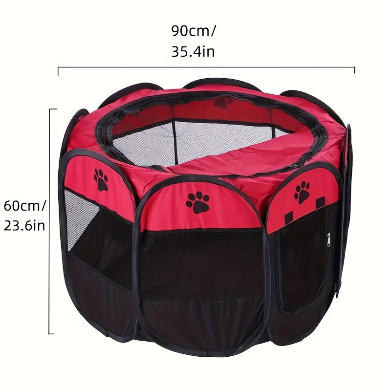 Parc pour Animaux Pliable et Portable – Tente pour Chiots avec Sac de Transport, Gamelle de Voyage Pliable, Toit Amovible Imperméable – Utilisation Intérieure et Extérieure